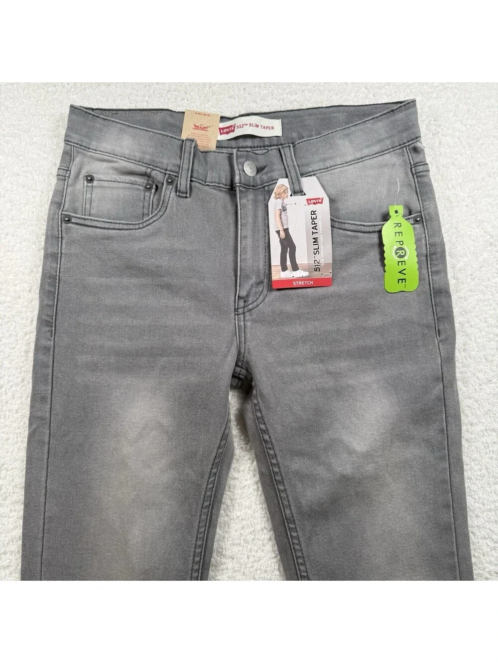 Levi’s 512 Slim Taper Jeans Boys 16 Reg 28x30 Gray Stretch NWT